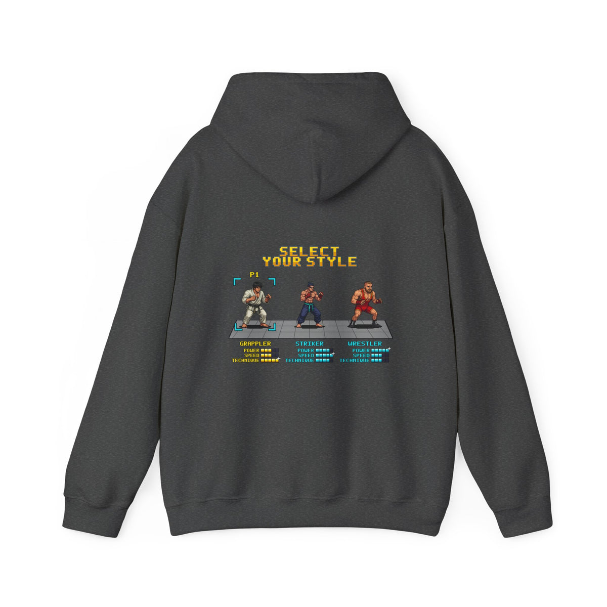 BJJ Hoodie - Select Your Style: Grappler - Retro Pixel Art Hoodie