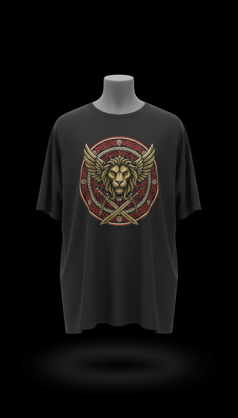 Temple brass fighter’s badge graphic tee