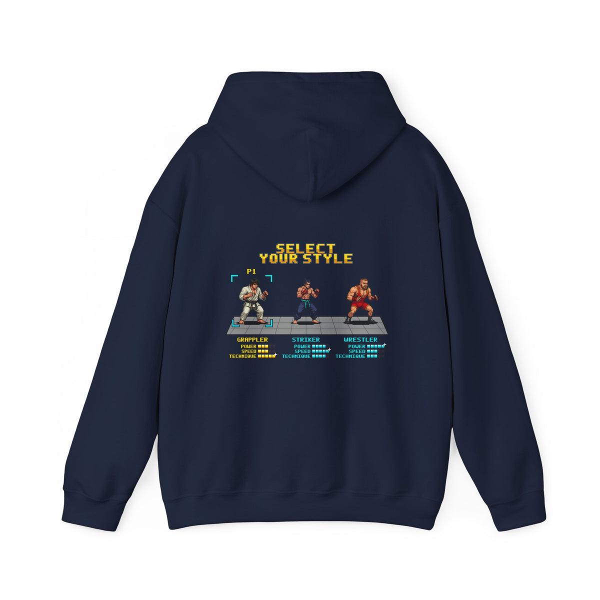 BJJ Hoodie - Select Your Style: Grappler - Retro Pixel Art Hoodie