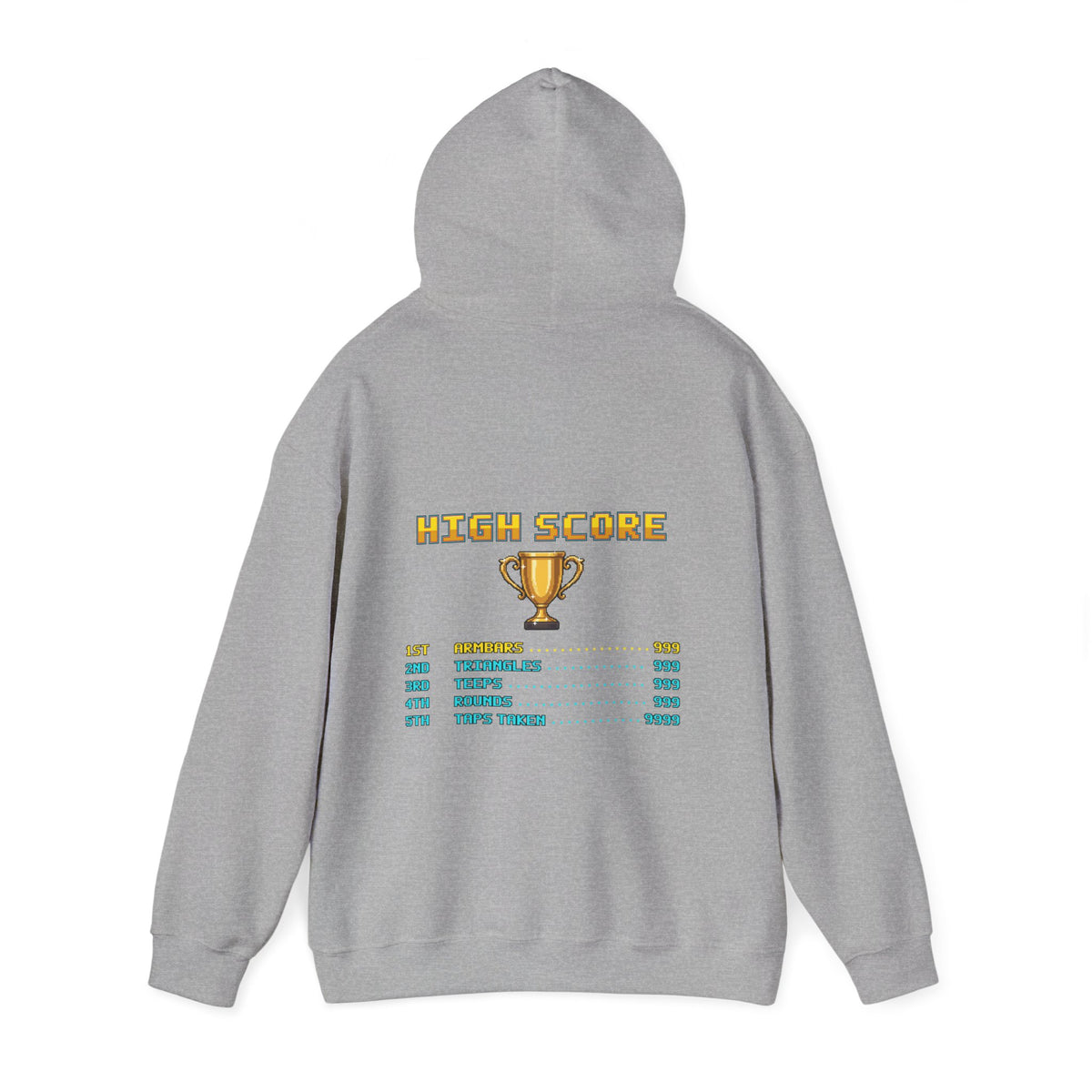BJJ Hoodie - High Score: Armbars and Triangles - Retro Pixel Art Hoodie