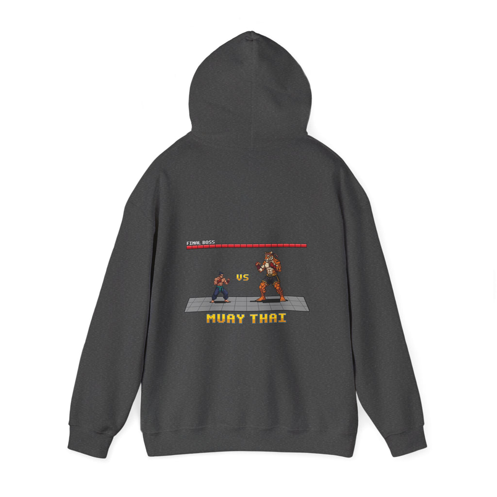 Muay Thai Hoodie - Final Boss Tiger - Retro Pixel Art Hoodie
