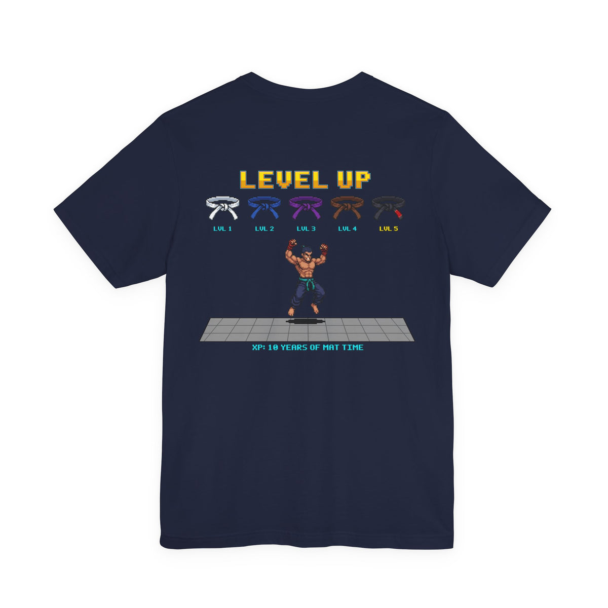 BJJ Shirt - Level Up Belt Ranks - Retro Pixel Art Tee