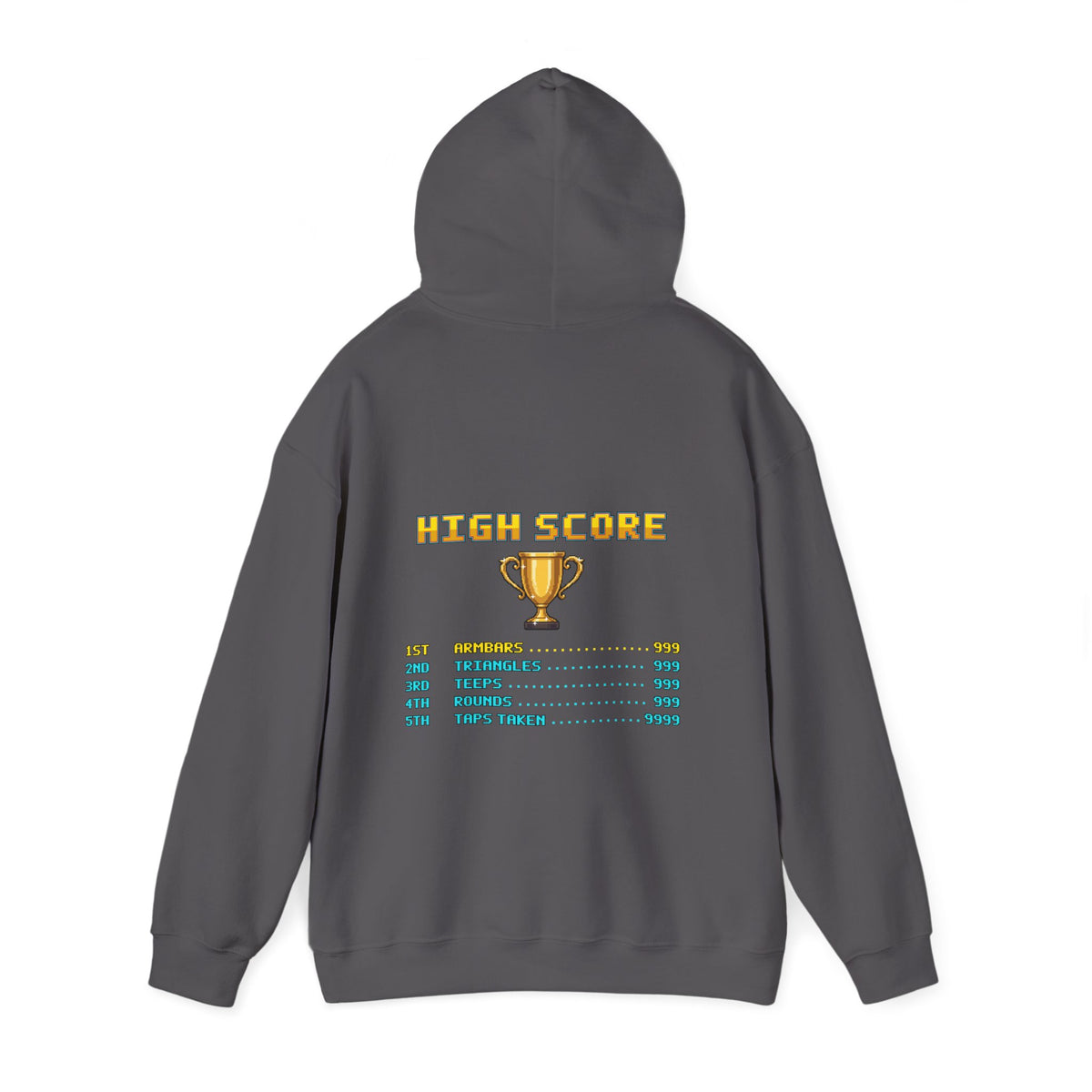 BJJ Hoodie - High Score: Armbars and Triangles - Retro Pixel Art Hoodie