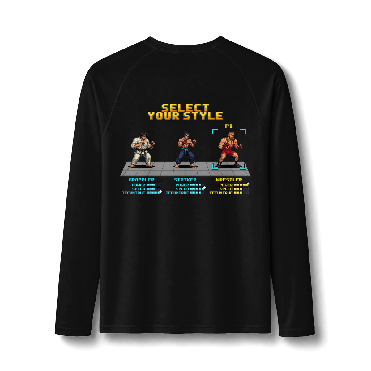 Wrestling Rash Guard - Select Your Style: Wrestler - Pixel Art Rashguard