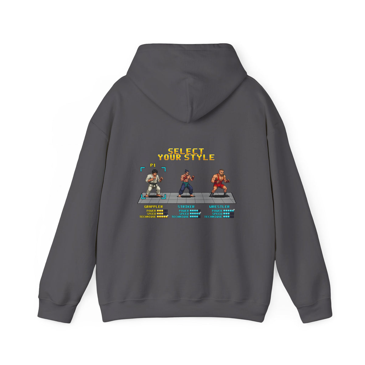 BJJ Hoodie - Select Your Style: Grappler - Retro Pixel Art Hoodie