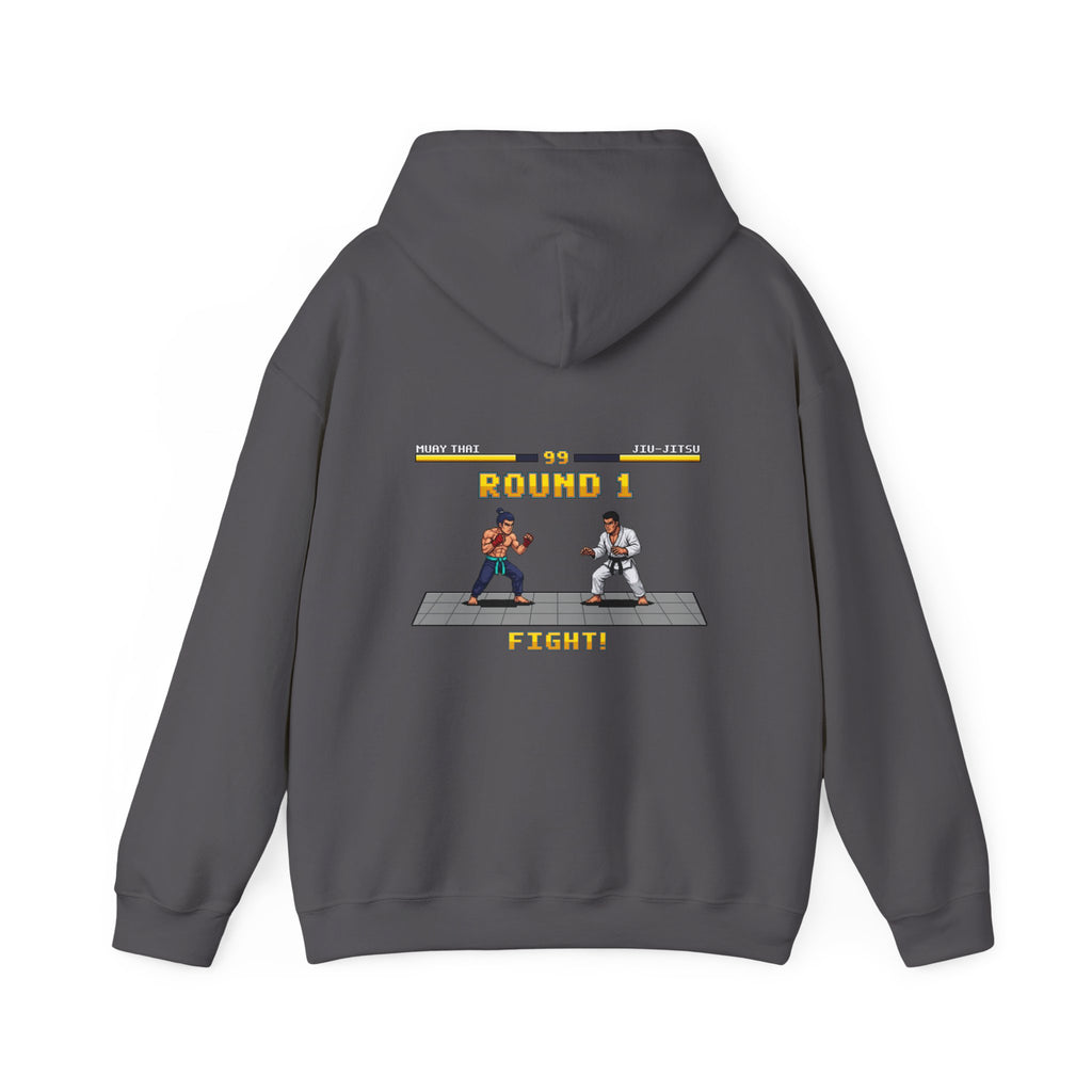 MMA Hoodie - Round 1: Muay Thai vs Jiu Jitsu - Retro Pixel Art Hoodie