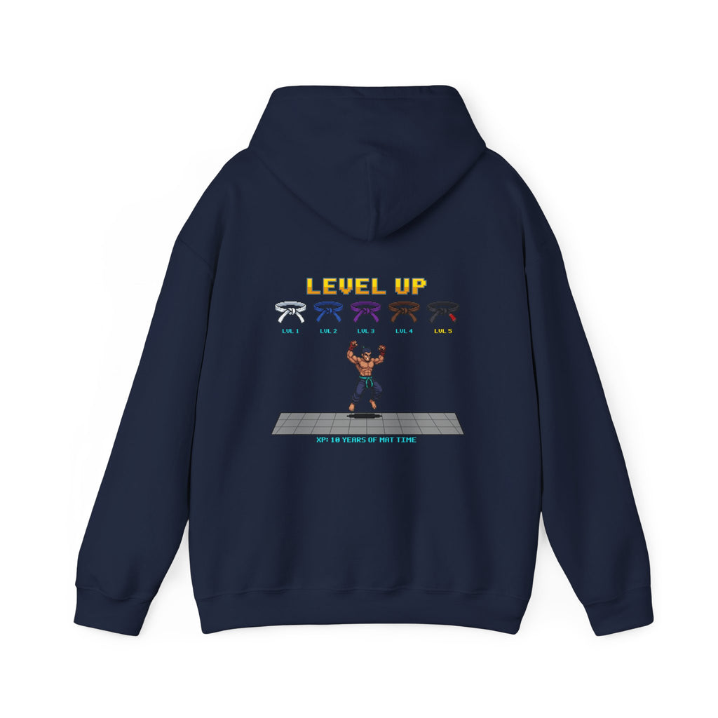 BJJ Hoodie - Level Up Belt Ranks - Retro Pixel Art Hoodie