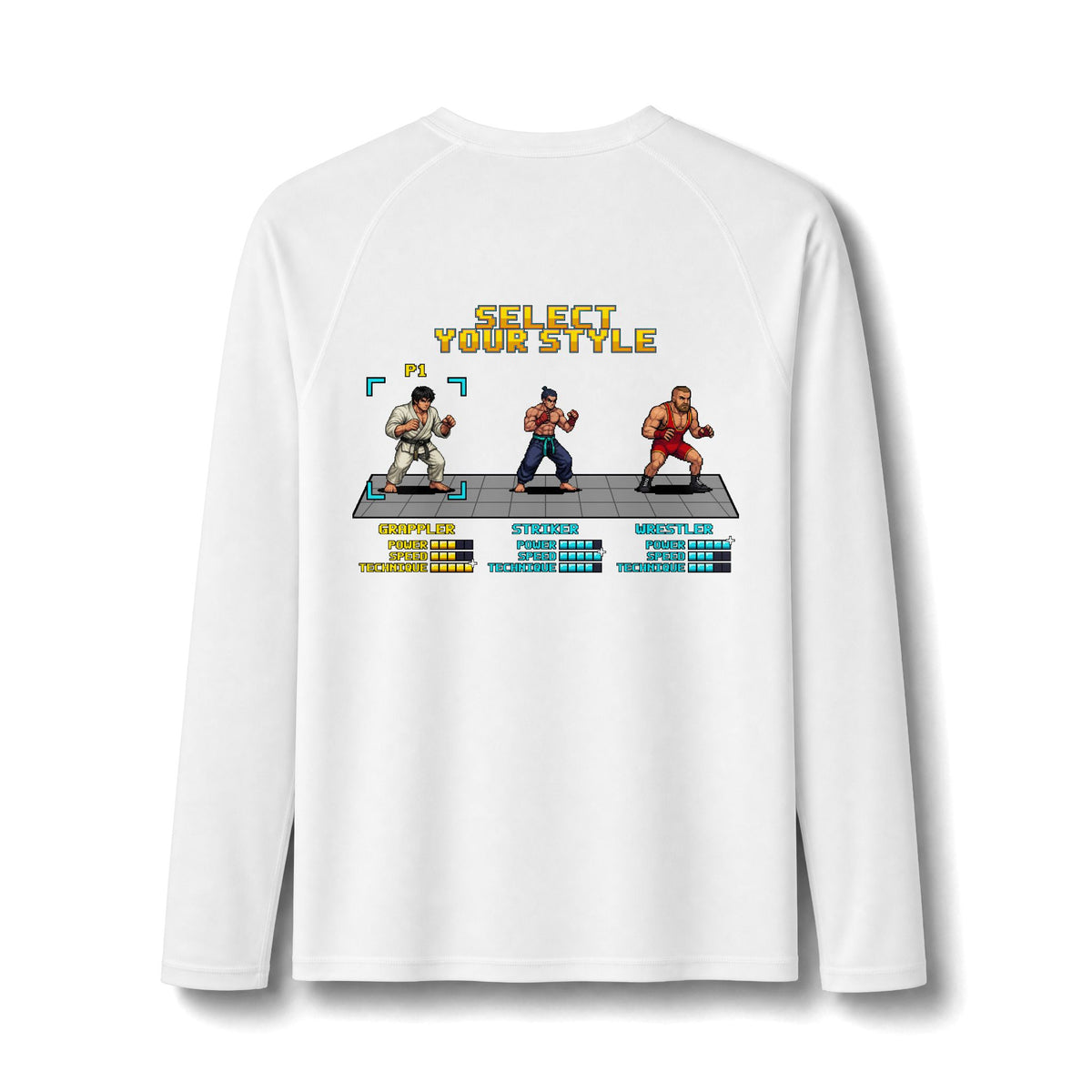 BJJ Rash Guard - Select Your Style: Grappler - Pixel Art Rashguard