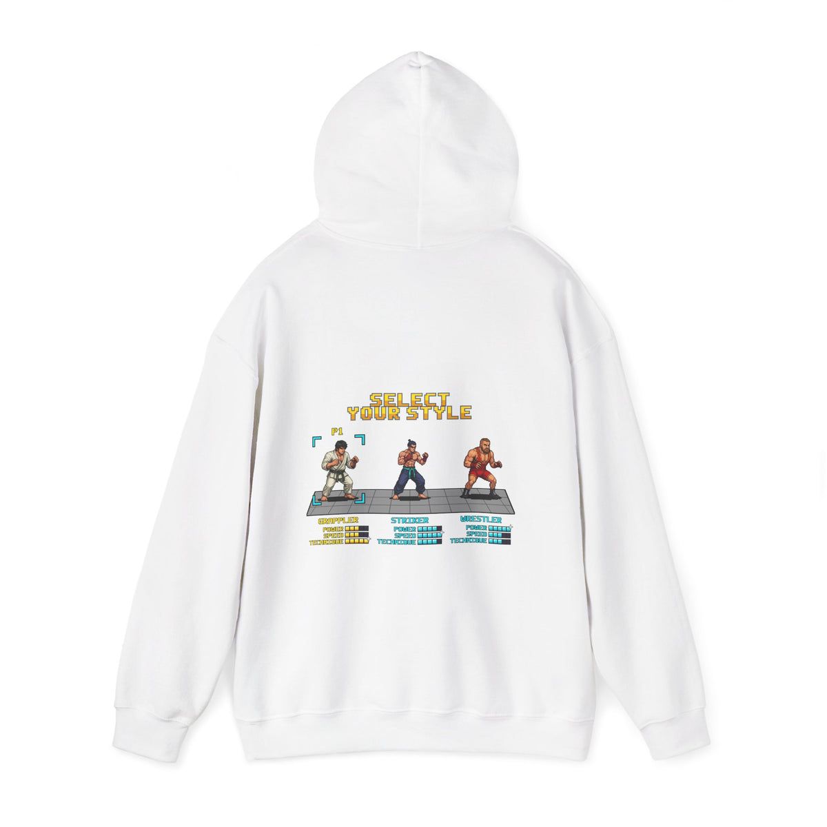 BJJ Hoodie - Select Your Style: Grappler - Retro Pixel Art Hoodie