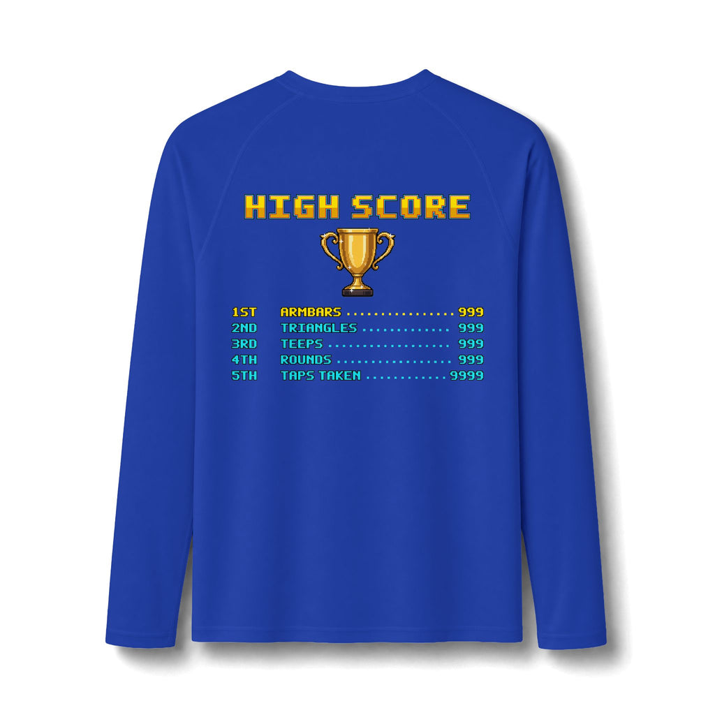 BJJ Rash Guard - High Score: Armbars and Triangles - Pixel Art Rashguard