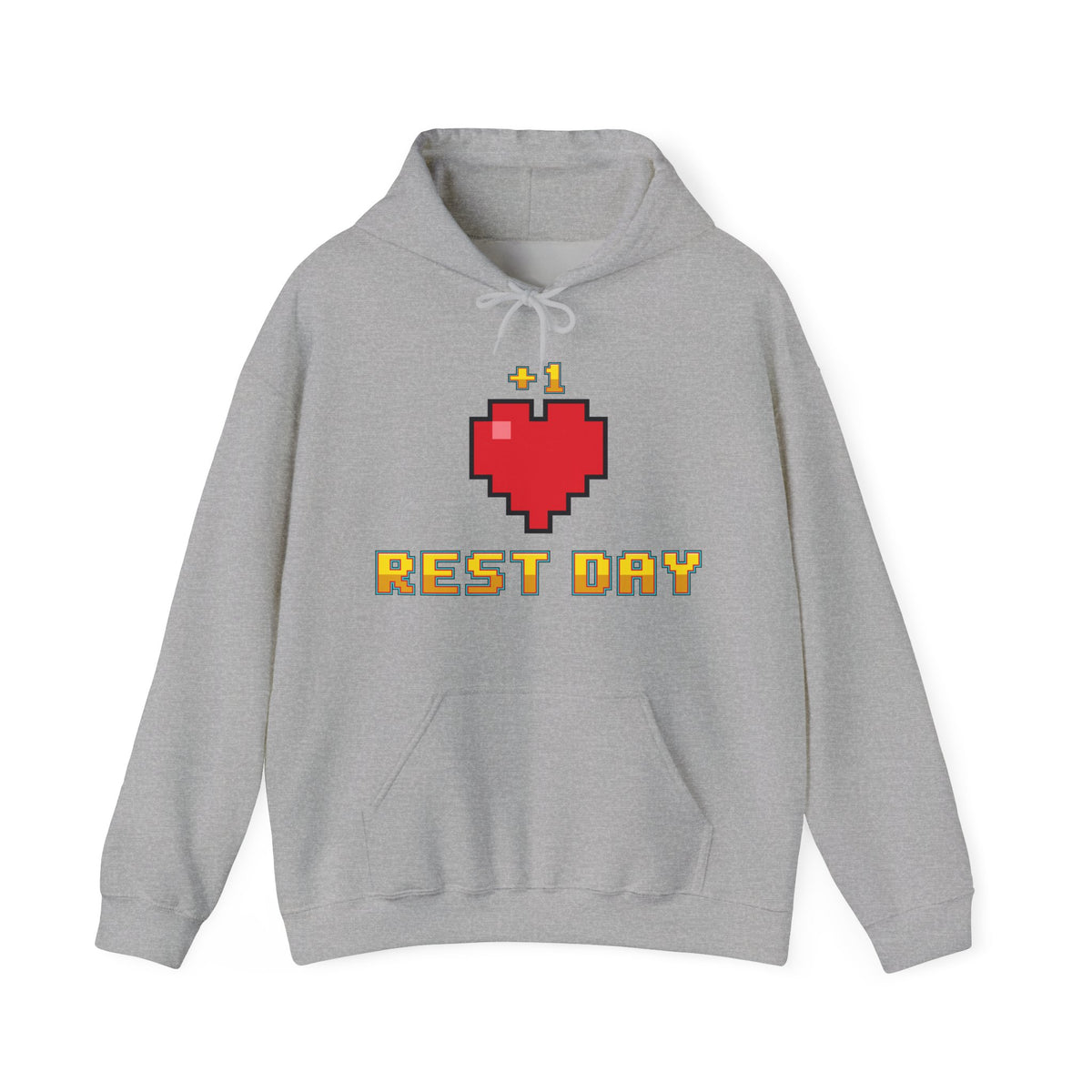Gym Hoodie - Rest Day +1 Life - Retro Pixel Art Hoodie