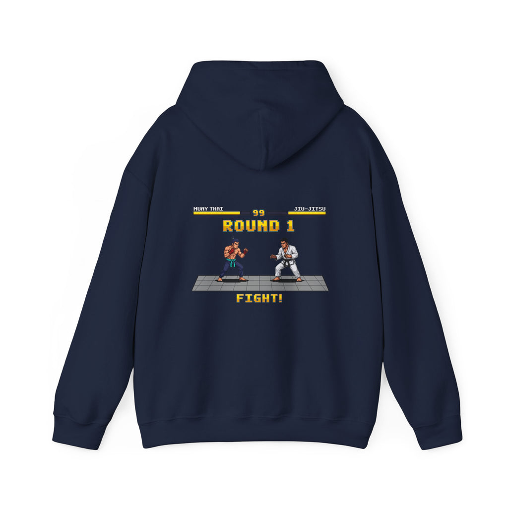 MMA Hoodie - Round 1: Muay Thai vs Jiu Jitsu - Retro Pixel Art Hoodie