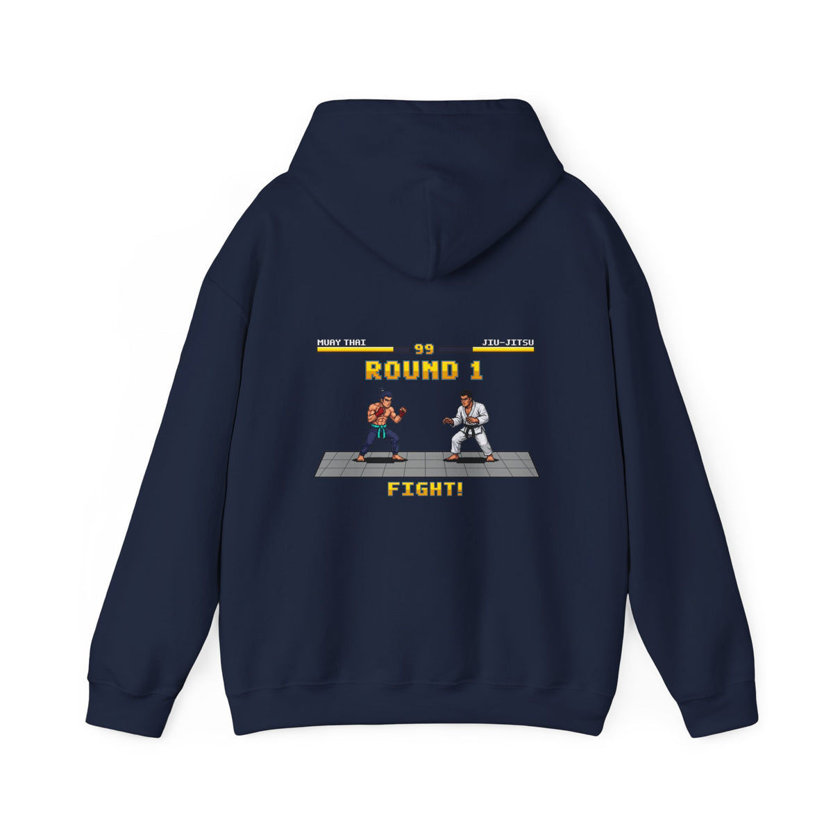 MMA Hoodie - Round 1: Muay Thai vs Jiu Jitsu - Retro Pixel Art Hoodie