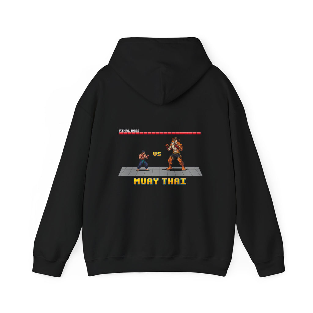 Muay Thai Hoodie - Final Boss Tiger - Retro Pixel Art Hoodie