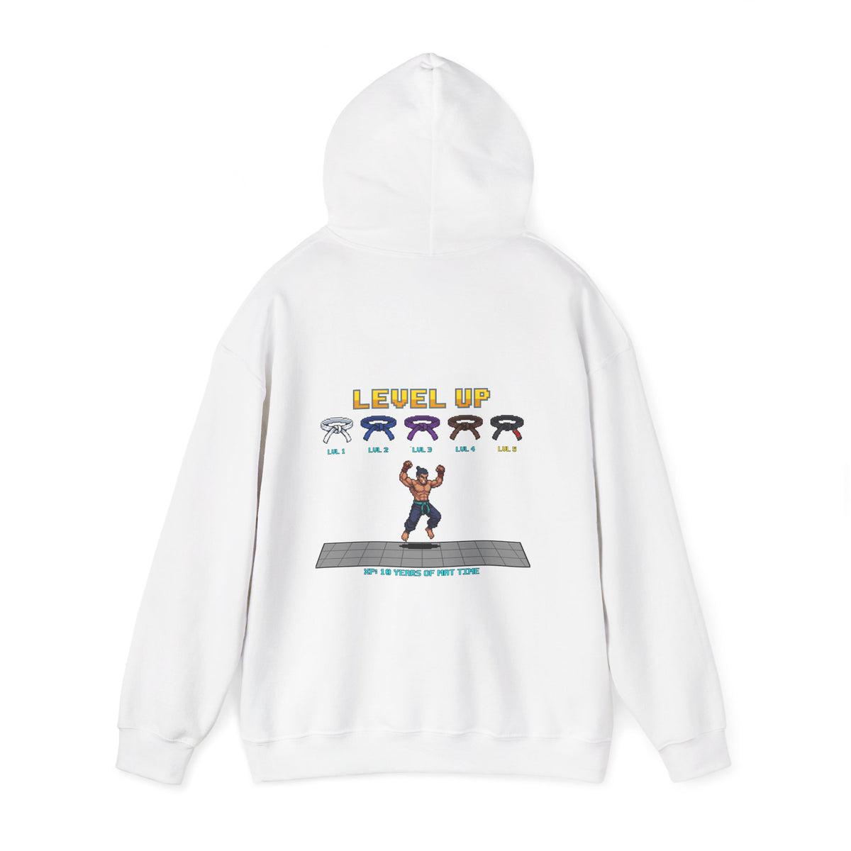 BJJ Hoodie - Level Up Belt Ranks - Retro Pixel Art Hoodie