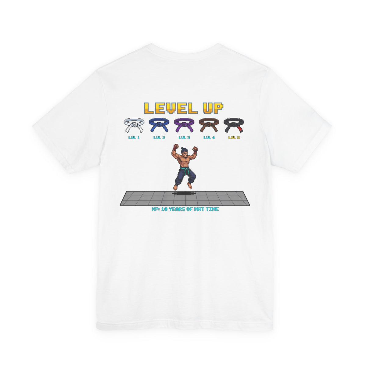 BJJ Shirt - Level Up Belt Ranks - Retro Pixel Art Tee