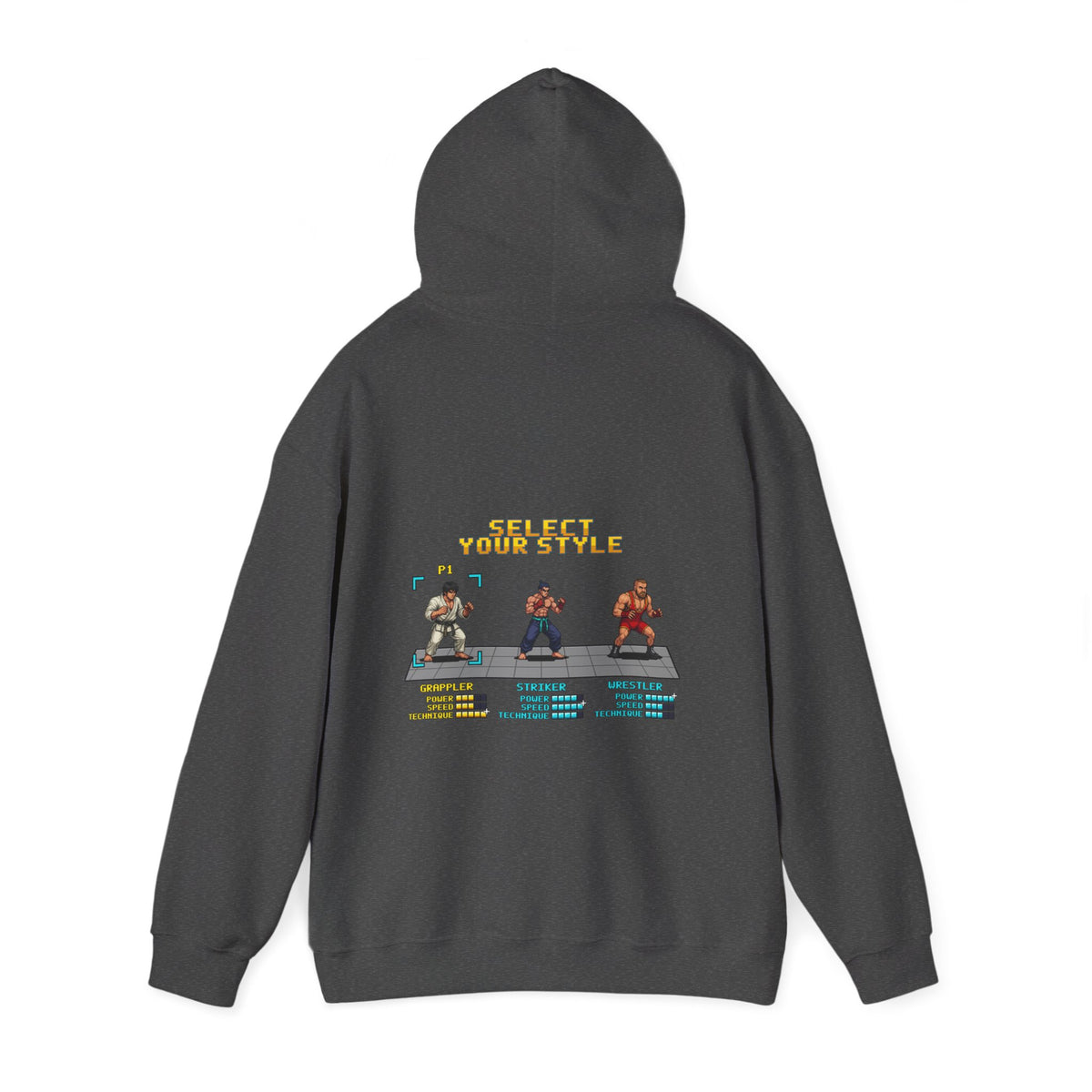 BJJ Hoodie - Select Your Style: Grappler - Retro Pixel Art Hoodie