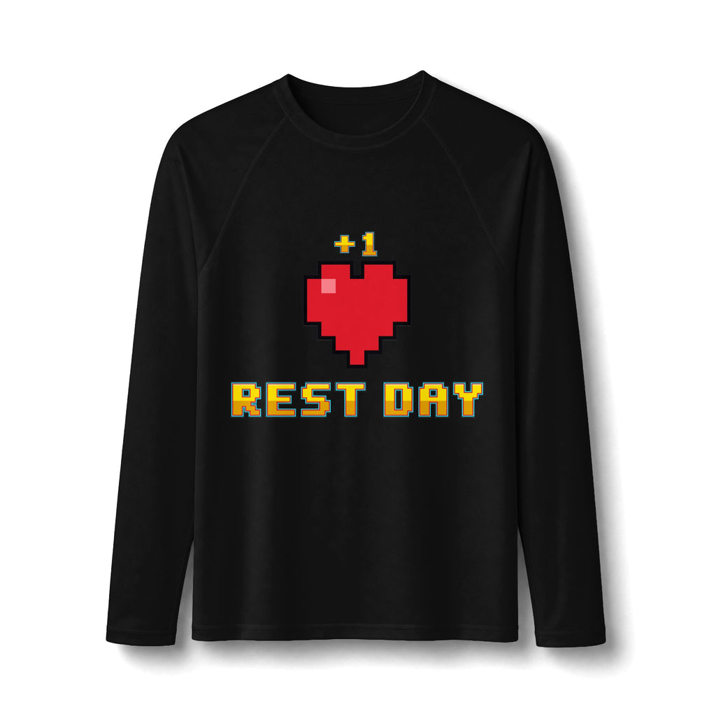 Gym Rash Guard - Rest Day +1 Life - Pixel Art Rashguard