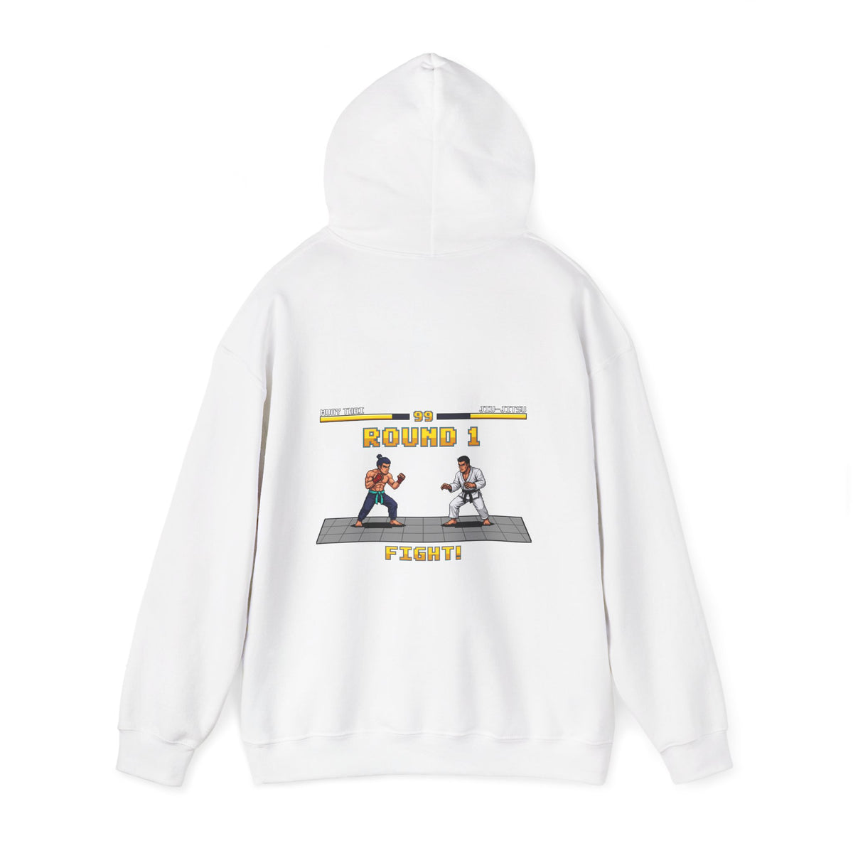 MMA Hoodie - Round 1: Muay Thai vs Jiu Jitsu - Retro Pixel Art Hoodie