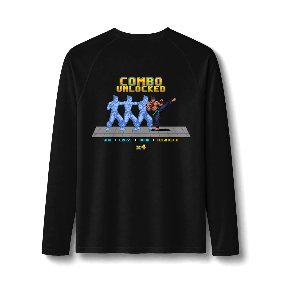 Kickboxing Rash Guard - Combo Unlocked - Pixel Art Rashguard