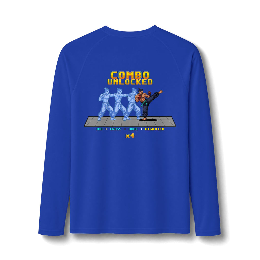 Kickboxing Rash Guard - Combo Unlocked - Pixel Art Rashguard