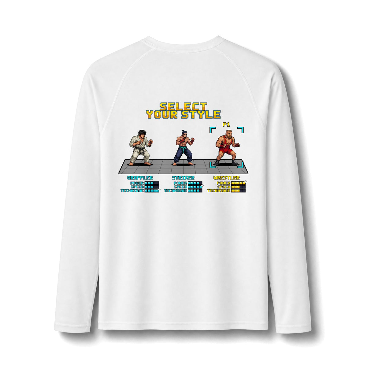 Wrestling Rash Guard - Select Your Style: Wrestler - Pixel Art Rashguard