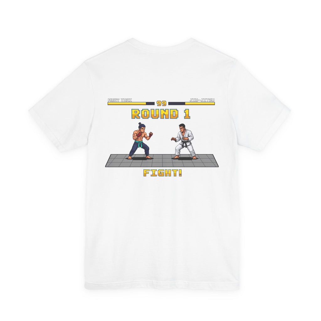 MMA Shirt - Round 1: Muay Thai vs Jiu Jitsu - Retro Pixel Art Tee