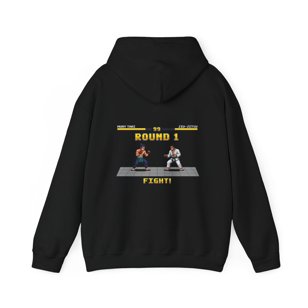 MMA Hoodie - Round 1: Muay Thai vs Jiu Jitsu - Retro Pixel Art Hoodie