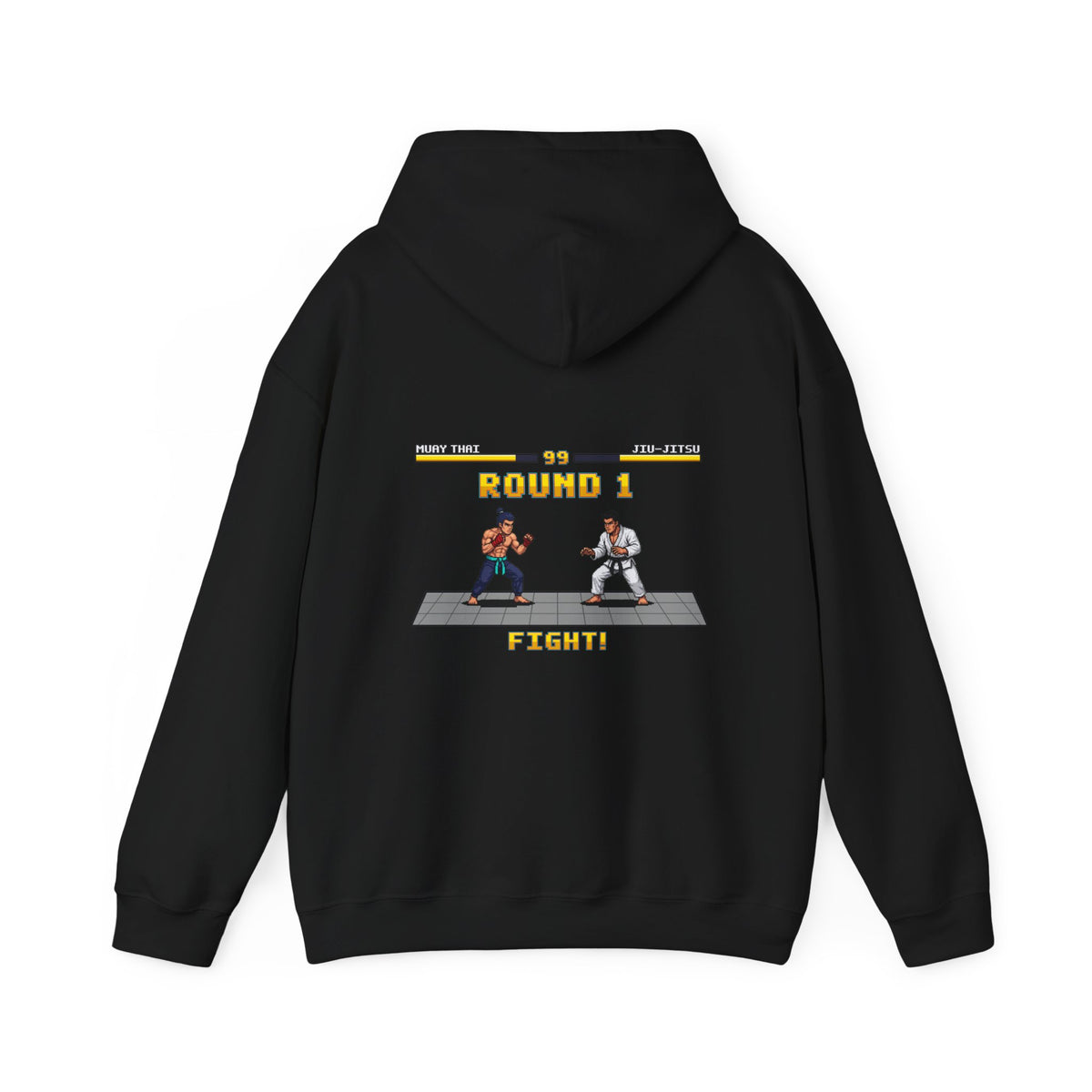 MMA Hoodie - Round 1: Muay Thai vs Jiu Jitsu - Retro Pixel Art Hoodie