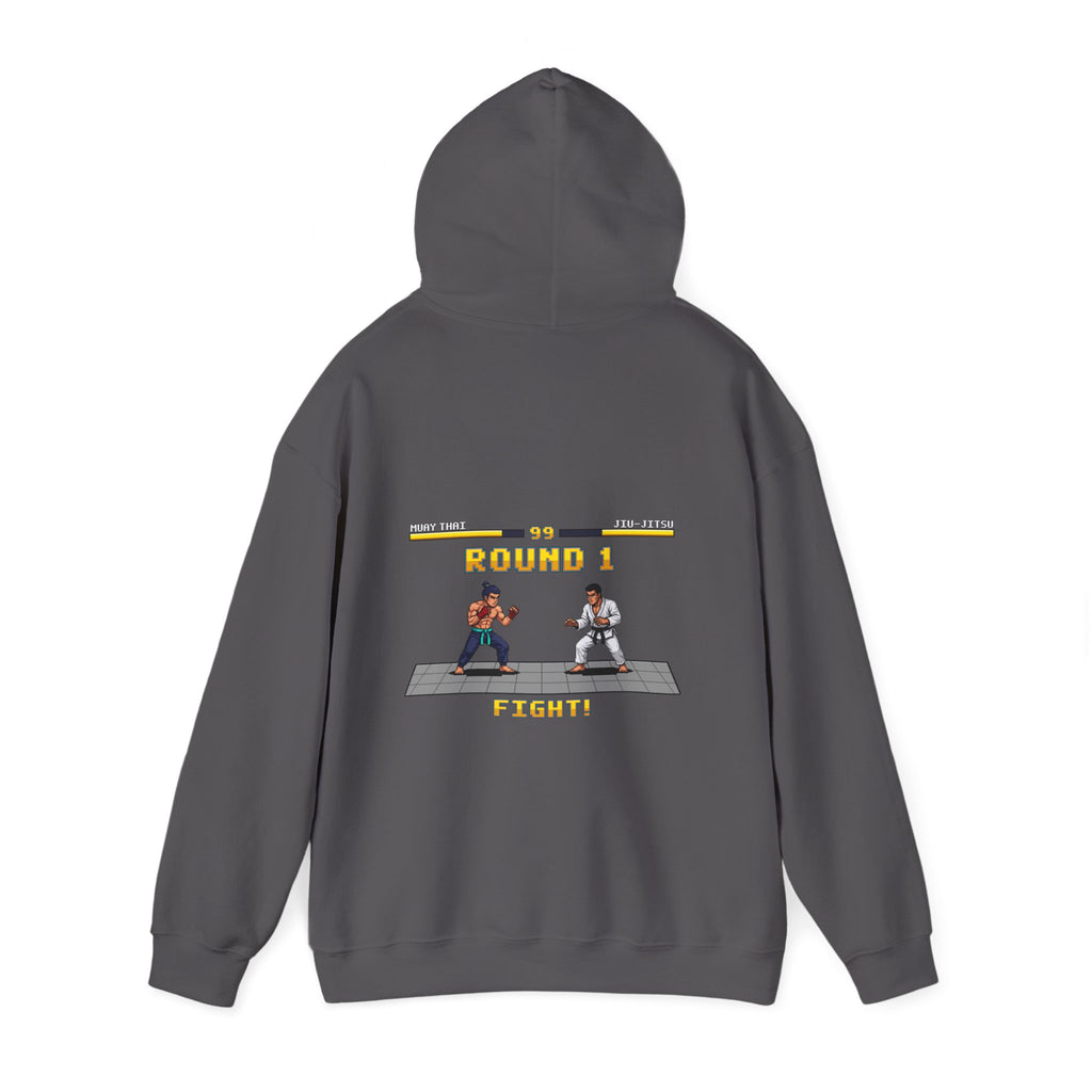 MMA Hoodie - Round 1: Muay Thai vs Jiu Jitsu - Retro Pixel Art Hoodie