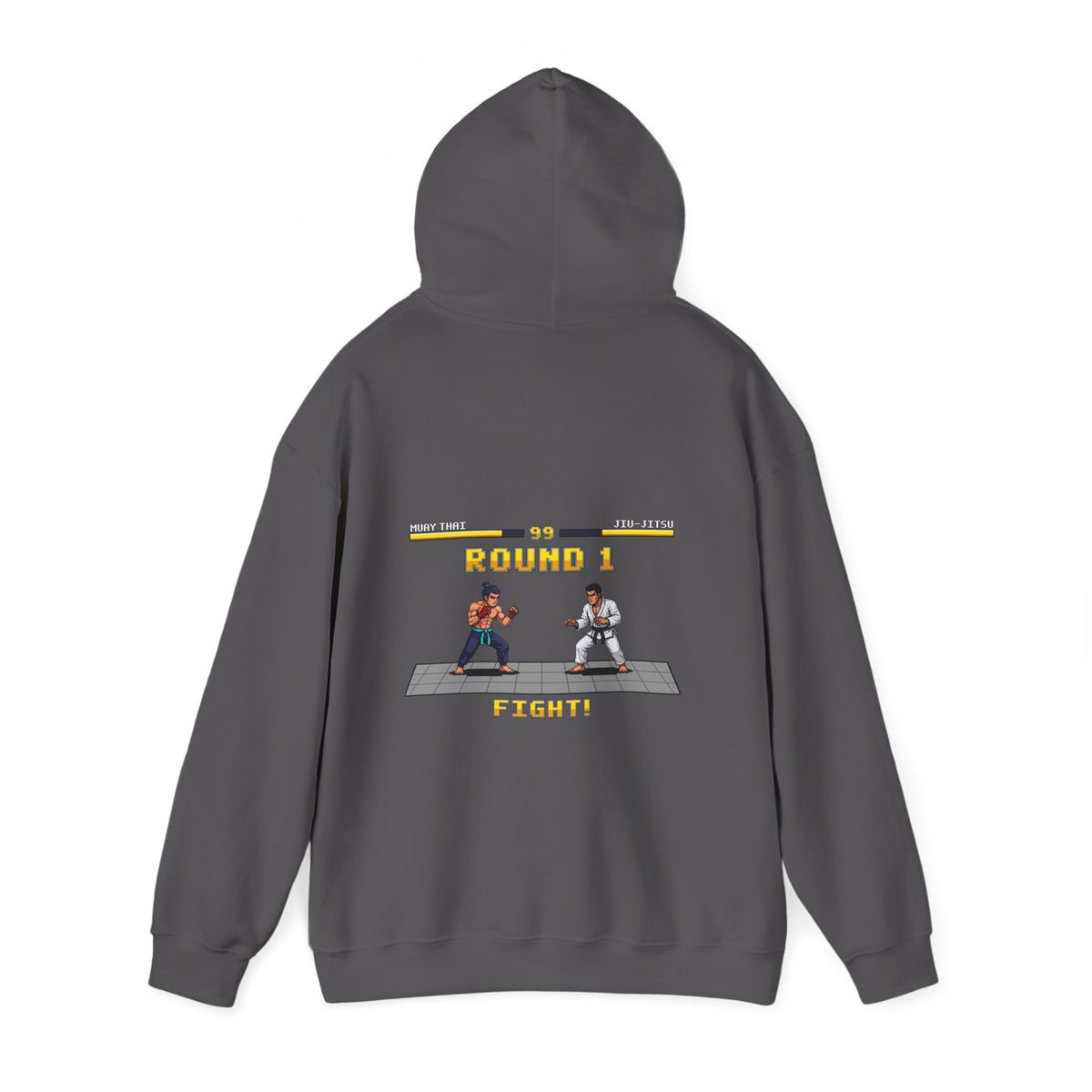 MMA Hoodie - Round 1: Muay Thai vs Jiu Jitsu - Retro Pixel Art Hoodie