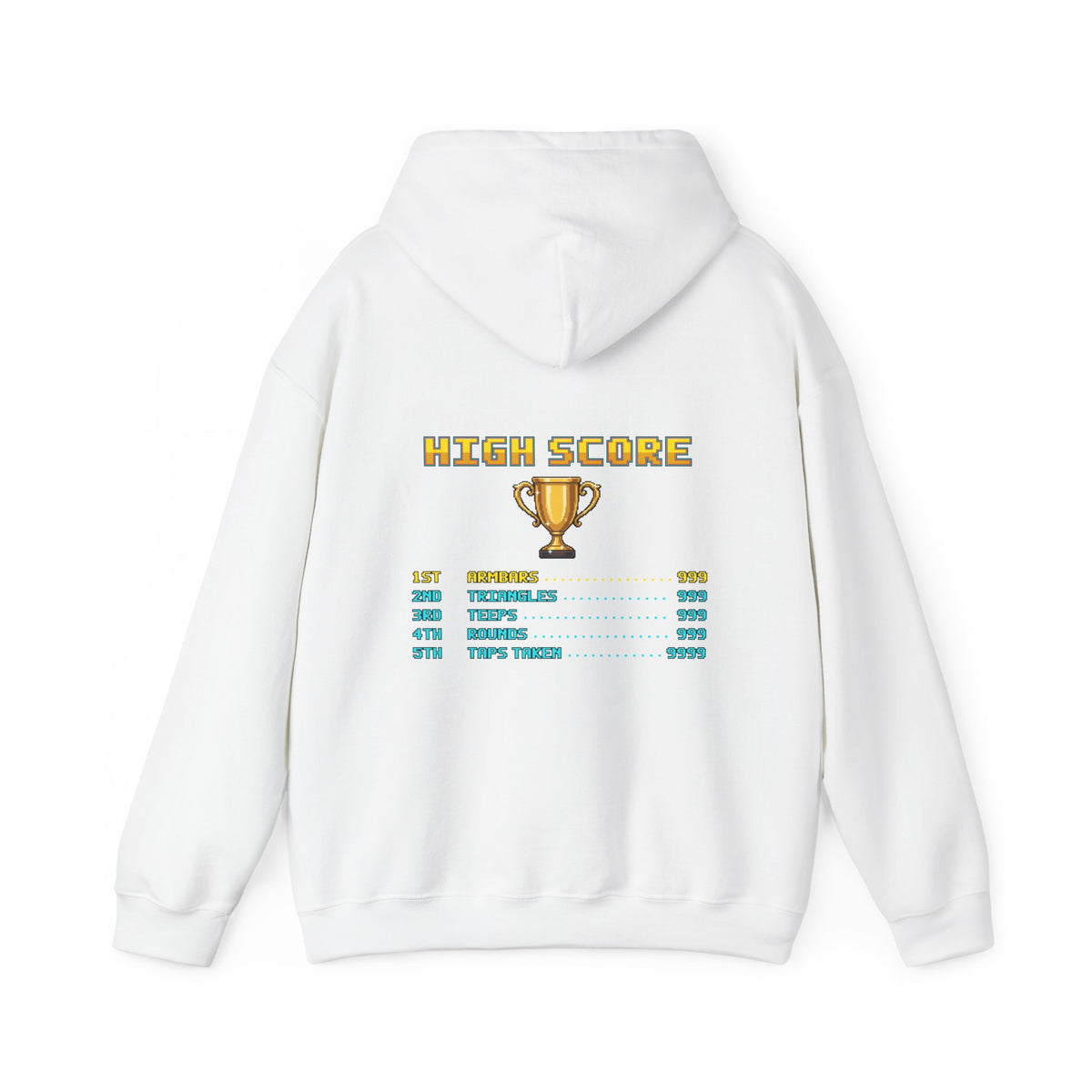 BJJ Hoodie - High Score: Armbars and Triangles - Retro Pixel Art Hoodie