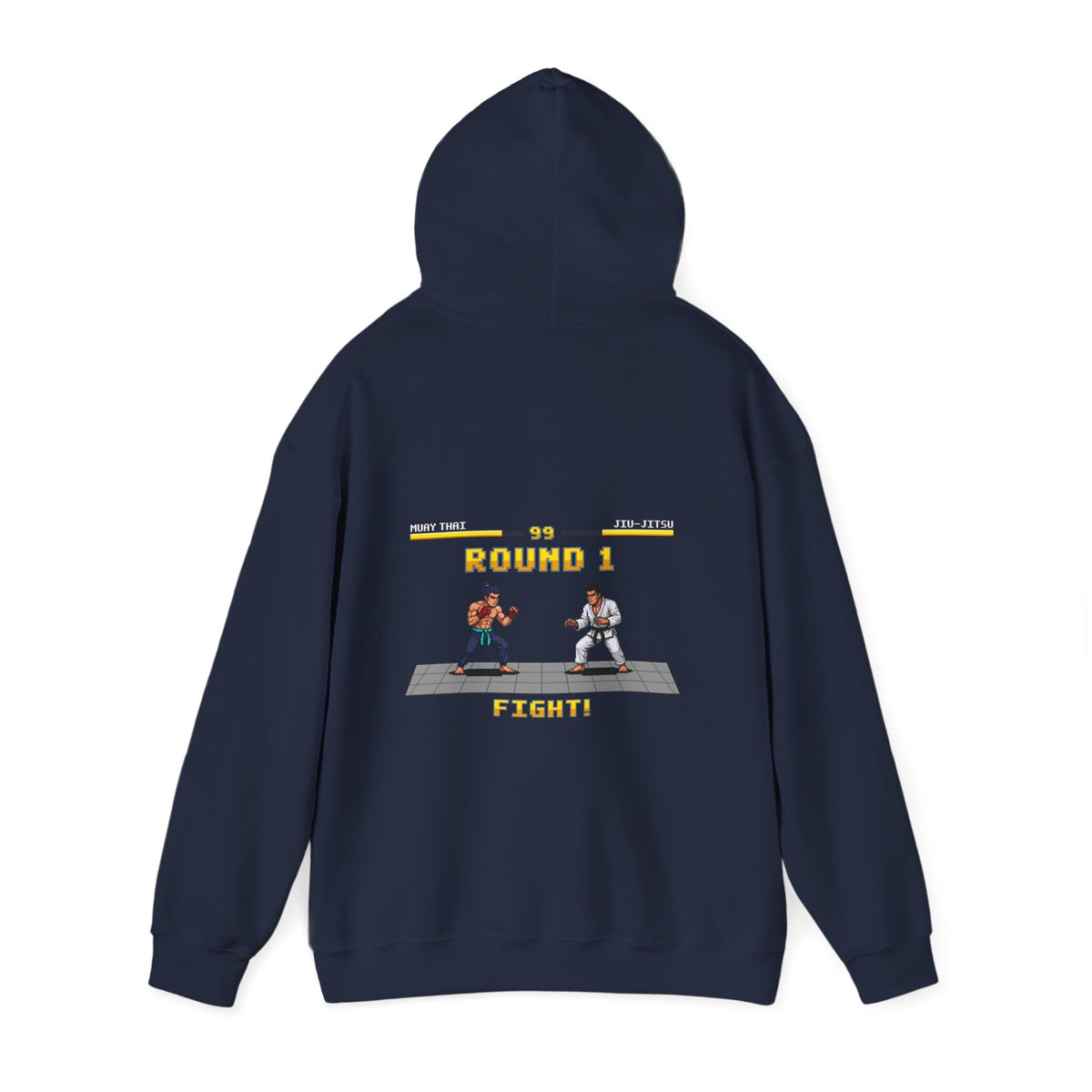 MMA Hoodie - Round 1: Muay Thai vs Jiu Jitsu - Retro Pixel Art Hoodie