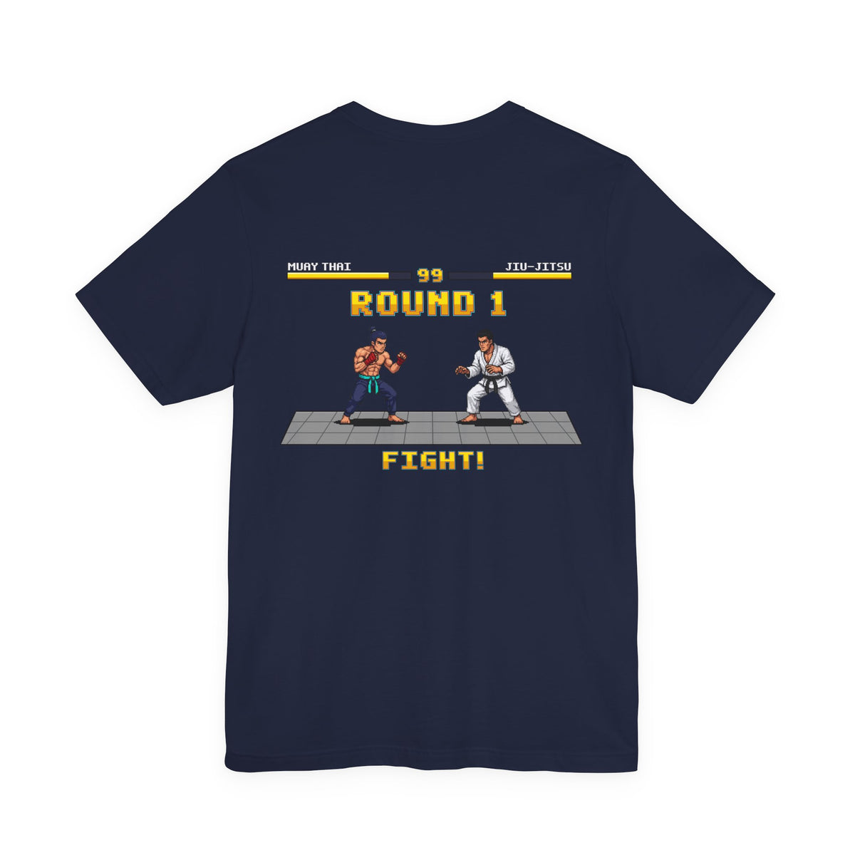 MMA Shirt - Round 1: Muay Thai vs Jiu Jitsu - Retro Pixel Art Tee