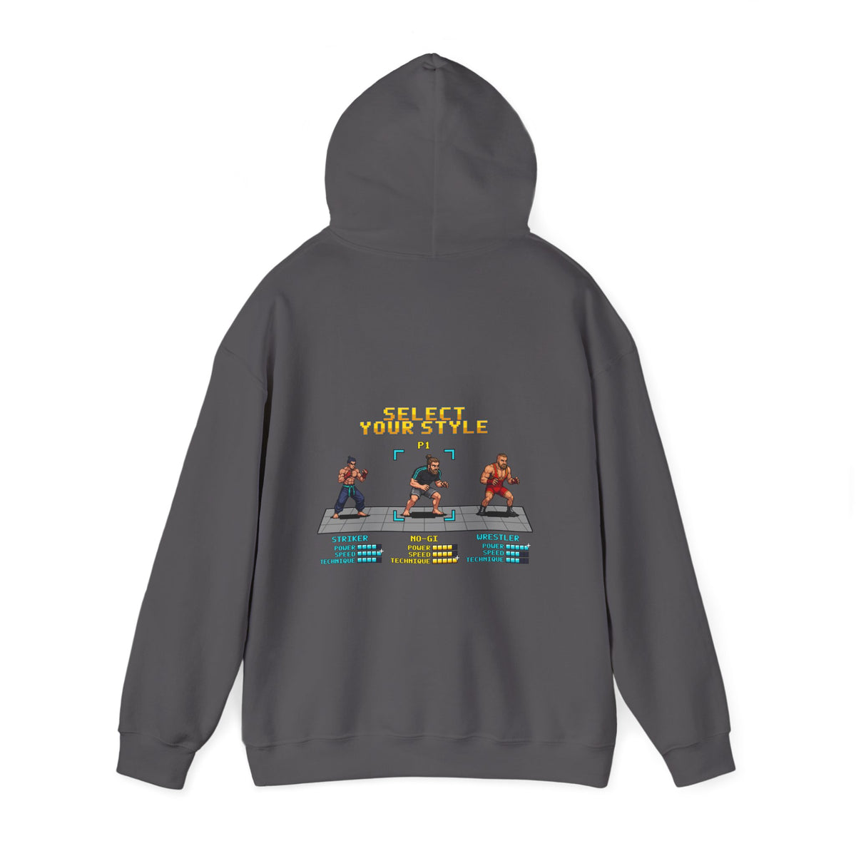 No Gi BJJ Hoodie - Select Your Style: No-Gi - Retro Pixel Art Hoodie