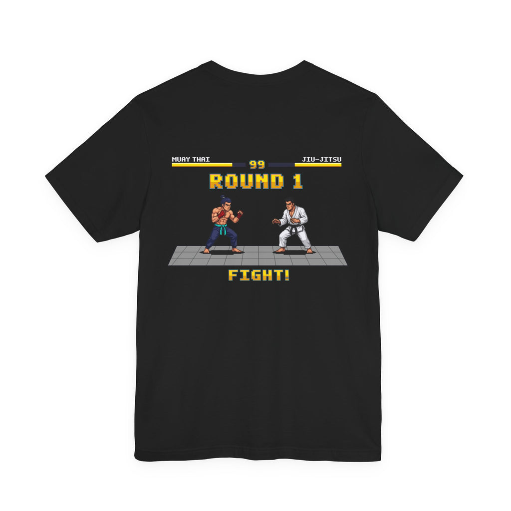 MMA Shirt - Round 1: Muay Thai vs Jiu Jitsu - Retro Pixel Art Tee