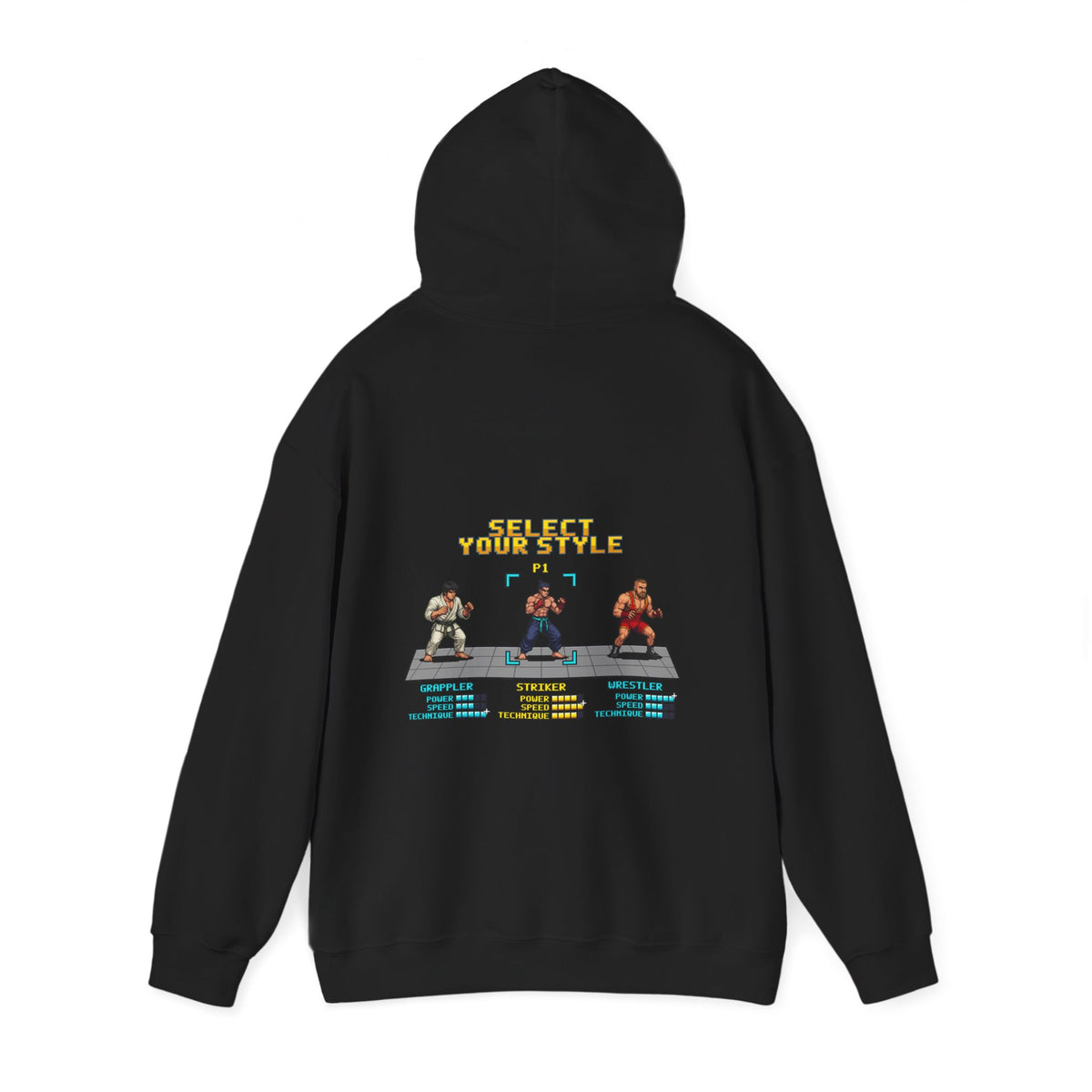 MMA Hoodie - Select Your Style: Striker - Retro Pixel Art Hoodie