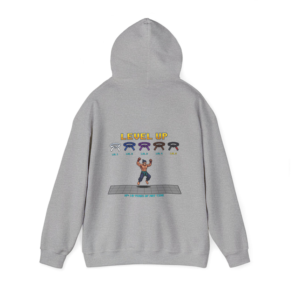 BJJ Hoodie - Level Up Belt Ranks - Retro Pixel Art Hoodie