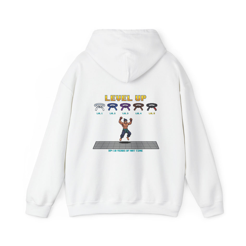 BJJ Hoodie - Level Up Belt Ranks - Retro Pixel Art Hoodie