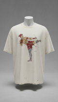 Urban ivory distressed linework Muay Thai tee